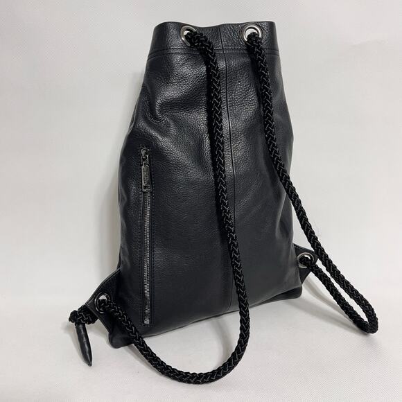 Berliner Bags Leather Backpack Gym Day Bag Black Drawstring - Picture 2 of 14